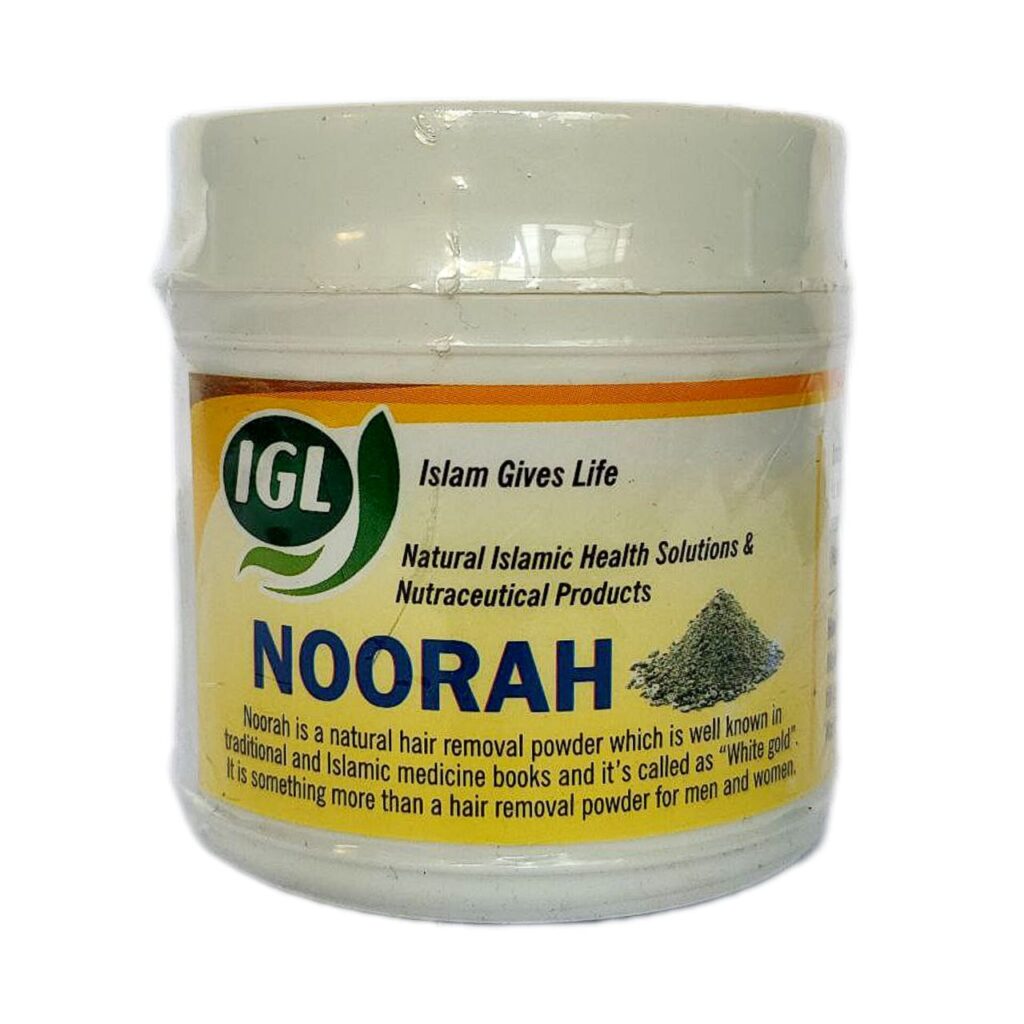 oorah : How to use.* *For unwanted hair* Take 10 to 15 grm of IGL noorah in a bowl add 20 to 30 grms of water, stir it and wait for 5 min till it changes its colour Then add some water if necessary. Apply with brush wait for 10 to 15 min Rub with hand while shower is on. *For full body* take 50 to 60 grm of noorah and add 100 to 120 grms of water. Use henna paste on body while bathing for smooth body. Apply coconut oil to remove any patches Apply IGL noorah every 21 days as it is highly recommended in Islam. Noorah is a natural hair removal powder which is well known in traditional and Islamic medicine books and it’s called as “White gold”. It is something more than a hair removal powder for men and women. *In women it is a protection for fungal and infecting diseases in their private parts.If applied under armpits it will be a protection against breast cancers, it basically removes the toxins from the body through the skin.* Description medically, Nooreh not only removes the hair of armpit and private parts but also removes the toxins from the body. Applying Nooreh on armpits increases the vision and strengthens the shoulders and in women prevents the breast cancer. Applying it on private parts prevents the kidney and bladder cancer and diseases